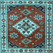 Square Geometric Light Blue Traditional Rug, tr2723lblu