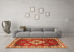 Machine Washable Geometric Orange Traditional Area Rugs in a Living Room, wshtr2723org