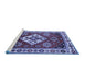 Sideview of Machine Washable Geometric Blue Traditional Rug, wshtr2723blu