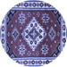 Round Geometric Blue Traditional Rug, tr2723blu