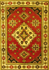 Geometric Yellow Traditional Rug, tr2723yw