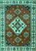 Machine Washable Geometric Turquoise Traditional Area Rugs, wshtr2723turq