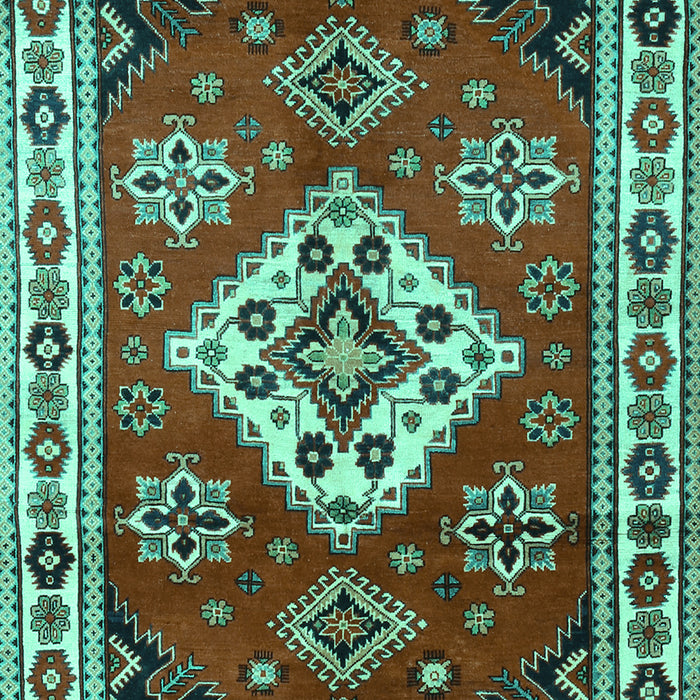 Machine Washable Geometric Turquoise Traditional Area Rugs, wshtr2723turq