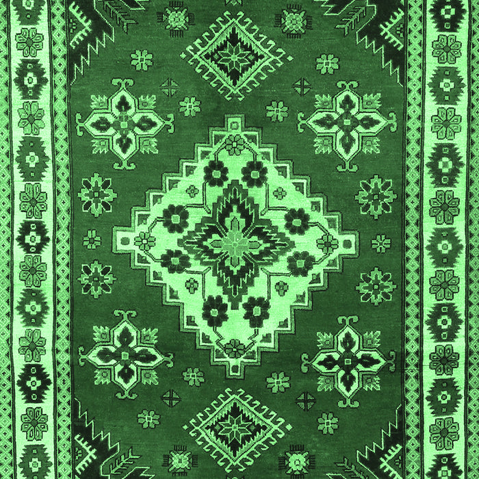 Machine Washable Geometric Emerald Green Traditional Area Rugs, wshtr2723emgrn