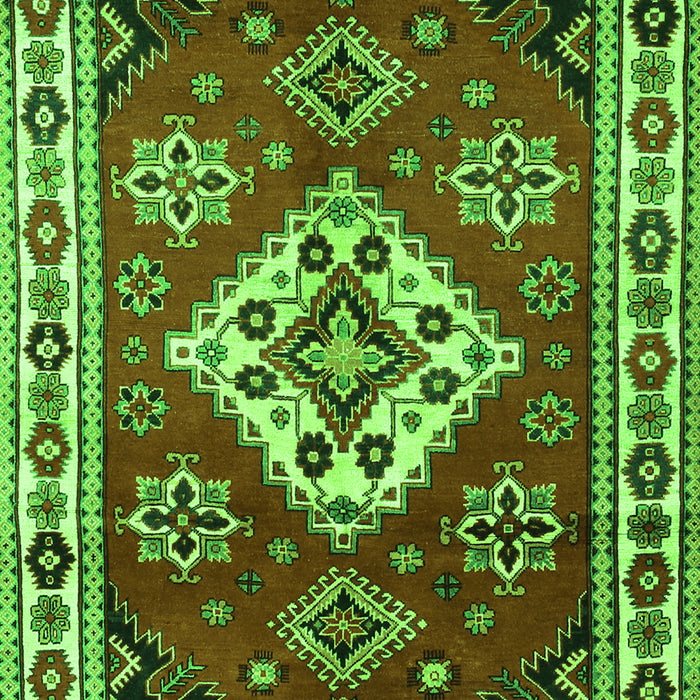 Serging Thickness of Machine Washable Geometric Green Traditional Area Rugs, wshtr2723grn
