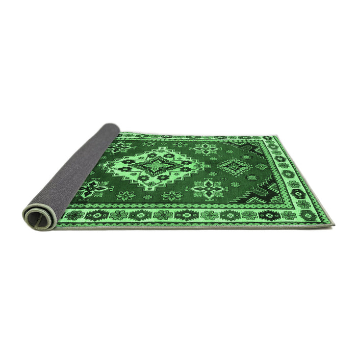 Sideview of Geometric Emerald Green Traditional Rug, tr2723emgrn