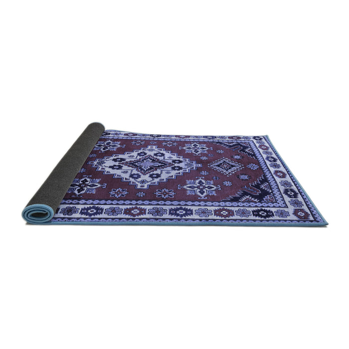 Sideview of Geometric Blue Traditional Rug, tr2723blu