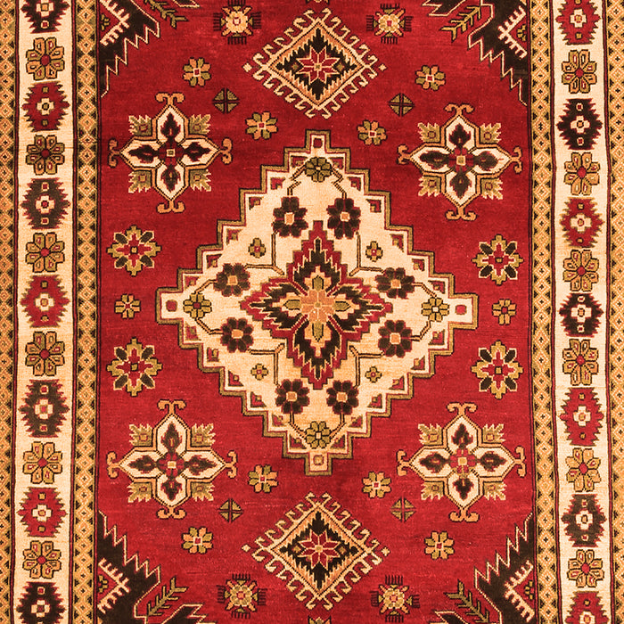 Serging Thickness of Machine Washable Geometric Orange Traditional Area Rugs, wshtr2723org