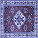 Square Geometric Blue Traditional Rug, tr2723blu