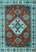 Machine Washable Geometric Light Blue Traditional Rug, wshtr2723lblu