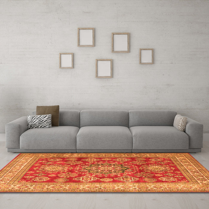 Machine Washable Persian Orange Traditional Area Rugs in a Living Room, wshtr2724org