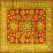 Square Machine Washable Persian Yellow Traditional Rug, wshtr2724yw