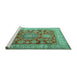 Sideview of Machine Washable Persian Turquoise Traditional Area Rugs, wshtr2724turq