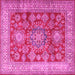 Square Machine Washable Persian Pink Traditional Rug, wshtr2724pnk