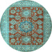 Round Machine Washable Persian Light Blue Traditional Rug, wshtr2724lblu