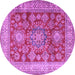 Round Machine Washable Persian Purple Traditional Area Rugs, wshtr2724pur