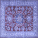 Square Machine Washable Persian Blue Traditional Rug, wshtr2724blu