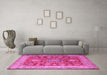 Machine Washable Persian Pink Traditional Rug in a Living Room, wshtr2724pnk