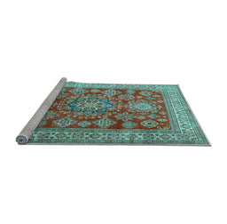 Sideview of Machine Washable Persian Light Blue Traditional Rug, wshtr2724lblu