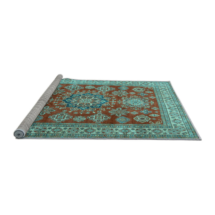 Sideview of Machine Washable Persian Light Blue Traditional Rug, wshtr2724lblu