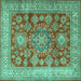 Square Machine Washable Persian Turquoise Traditional Area Rugs, wshtr2724turq