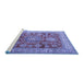 Sideview of Machine Washable Persian Blue Traditional Rug, wshtr2724blu