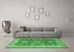 Machine Washable Persian Emerald Green Traditional Area Rugs in a Living Room,, wshtr2724emgrn