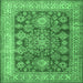 Square Machine Washable Persian Emerald Green Traditional Area Rugs, wshtr2724emgrn