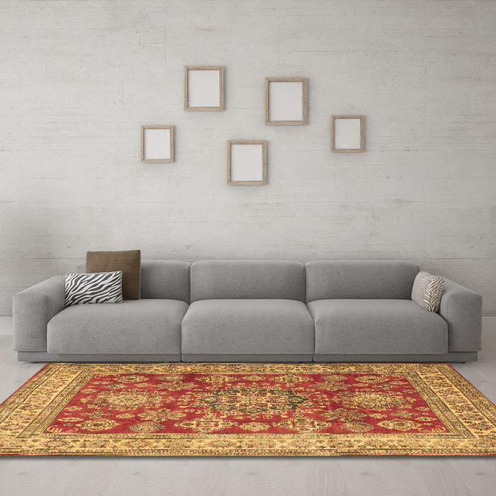 Machine Washable Persian Brown Traditional Rug in a Living Room,, wshtr2724brn
