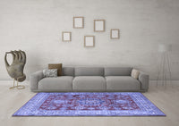 Machine Washable Persian Blue Traditional Rug, wshtr2724blu