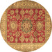 Round Machine Washable Persian Brown Traditional Rug, wshtr2724brn