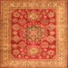 Round Machine Washable Persian Orange Traditional Area Rugs, wshtr2724org