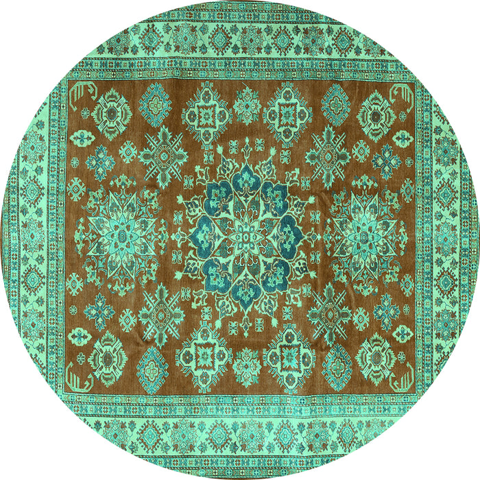 Round Persian Turquoise Traditional Rug, tr2724turq