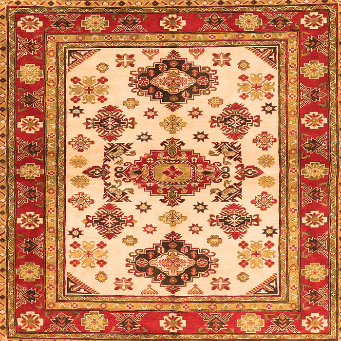 Round Machine Washable Persian Orange Traditional Area Rugs, wshtr2725org