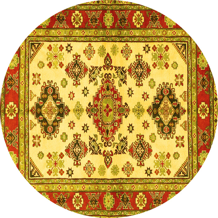 Round Persian Yellow Traditional Rug, tr2725yw
