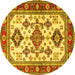 Round Persian Yellow Traditional Rug, tr2725yw