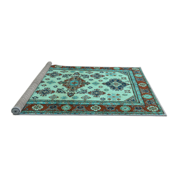 Sideview of Machine Washable Persian Light Blue Traditional Rug, wshtr2725lblu