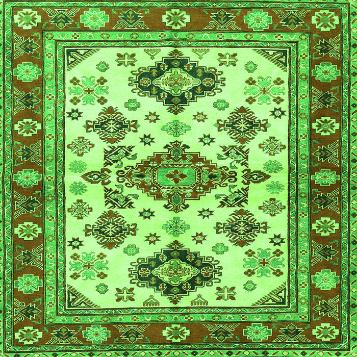 Round Machine Washable Persian Green Traditional Area Rugs, wshtr2725grn