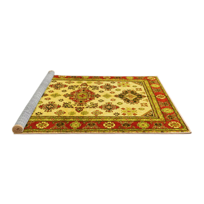 Sideview of Machine Washable Persian Yellow Traditional Rug, wshtr2725yw