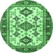 Round Persian Emerald Green Traditional Rug, tr2725emgrn