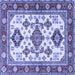 Square Machine Washable Persian Blue Traditional Rug, wshtr2725blu