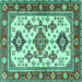 Square Machine Washable Persian Turquoise Traditional Area Rugs, wshtr2725turq