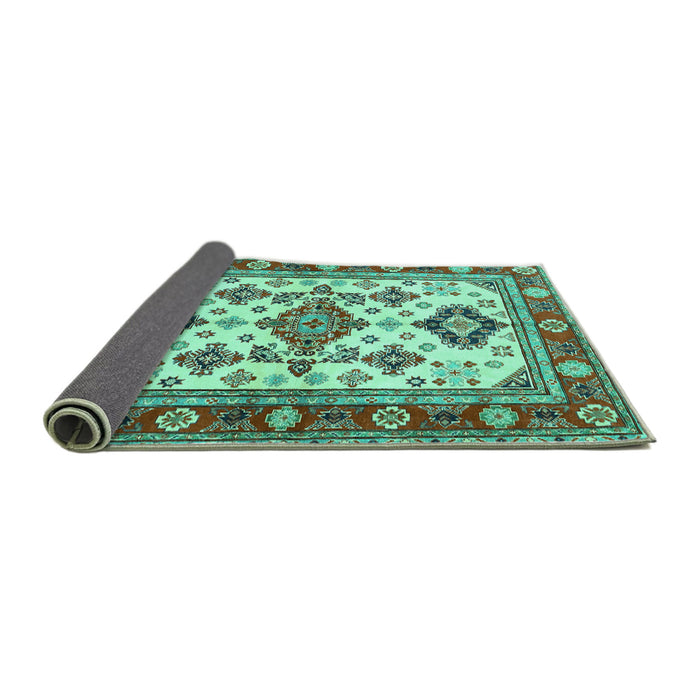 Sideview of Persian Turquoise Traditional Rug, tr2725turq