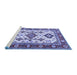 Sideview of Machine Washable Persian Blue Traditional Rug, wshtr2725blu