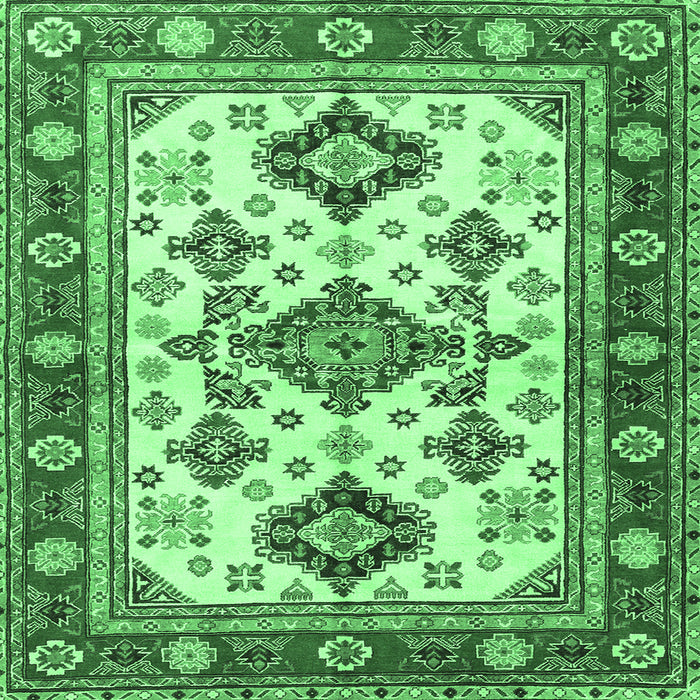 Square Machine Washable Persian Emerald Green Traditional Area Rugs, wshtr2725emgrn