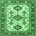 Square Machine Washable Persian Emerald Green Traditional Area Rugs, wshtr2725emgrn