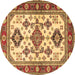 Round Persian Brown Traditional Rug, tr2725brn