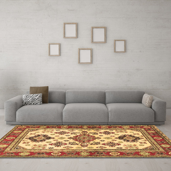 Machine Washable Persian Brown Traditional Rug in a Living Room,, wshtr2725brn