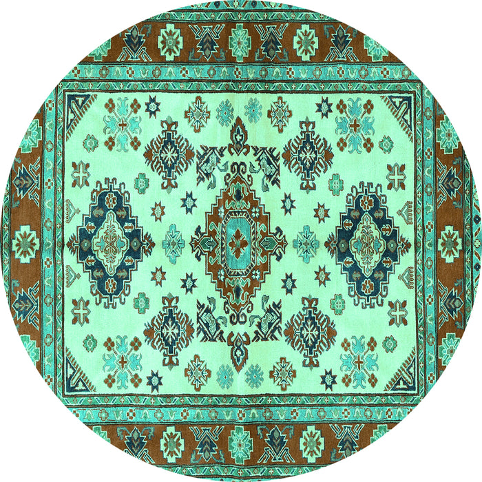 Round Persian Turquoise Traditional Rug, tr2725turq
