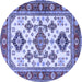 Round Machine Washable Persian Blue Traditional Rug, wshtr2725blu